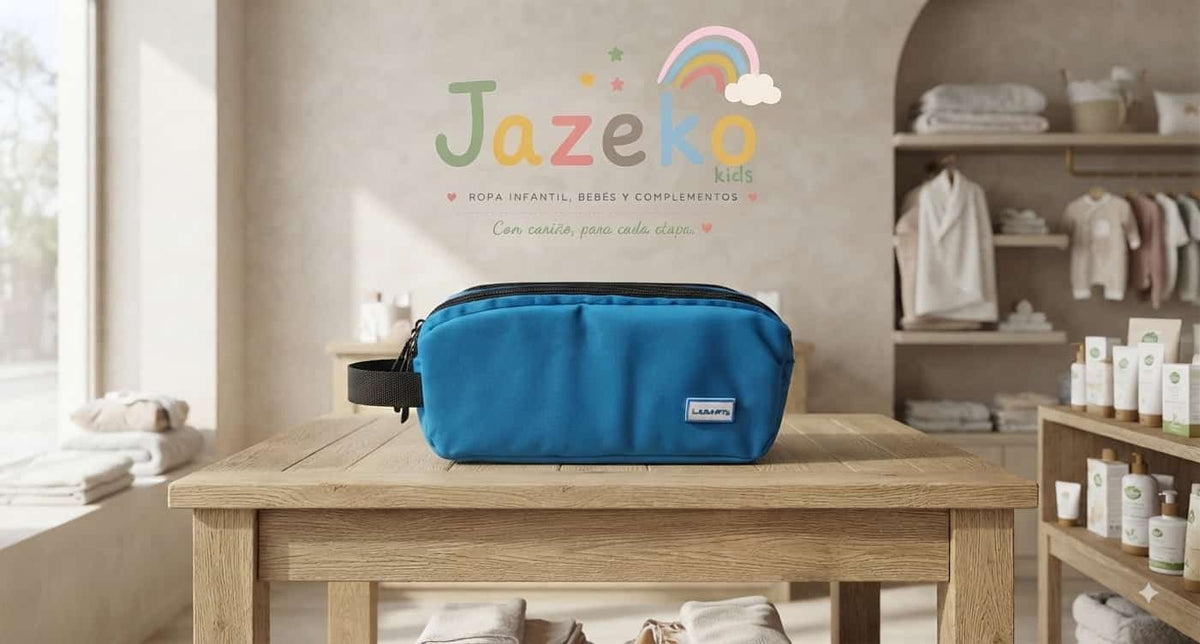 Estuche 3 cremalleras con asa Lagart azul