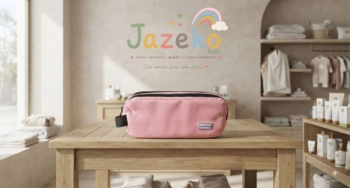 Estuche 3 cremalleras con asa Lagart rosa claro