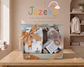 Set de regalo con peluche de jirafa y mantita estampada Savanna en caja