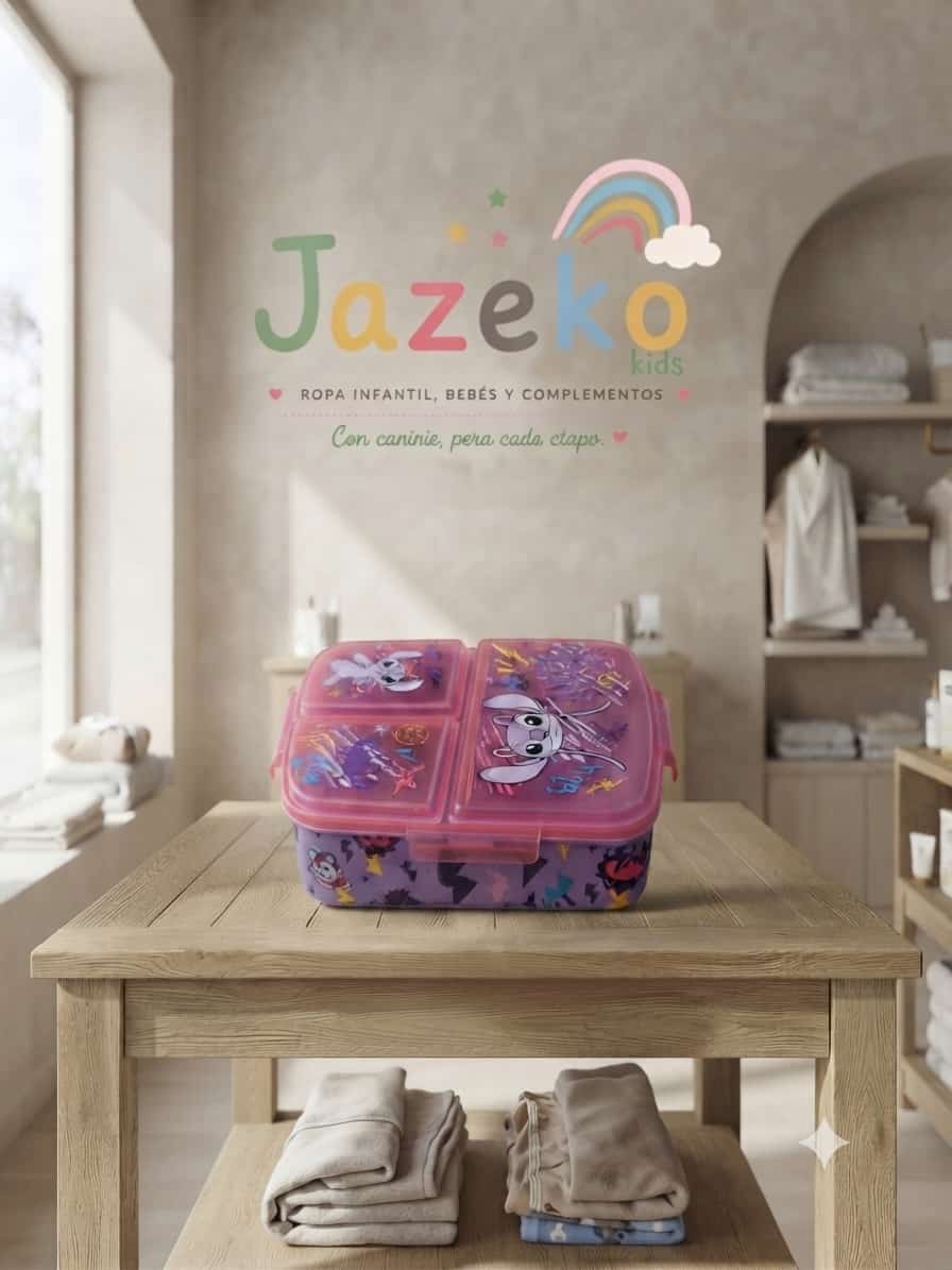 Sandwichera múltiple Angel Stitch Disney infantil morada rosa 3 compartimentos