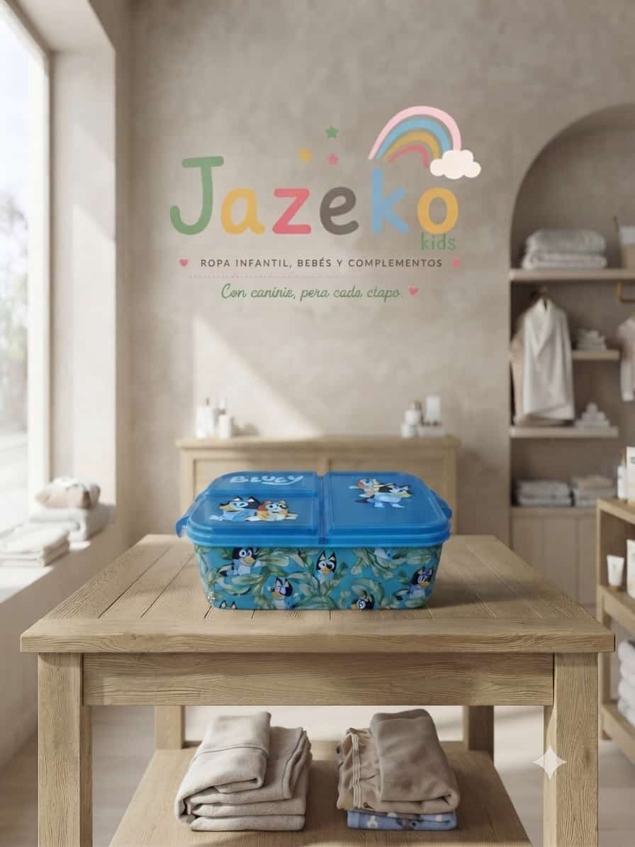 Sandwichera múltiple Bluey infantil azul estampado tropical Bluey y Bingo