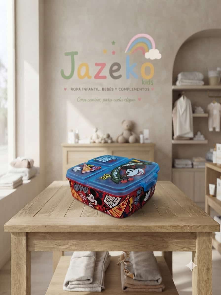 Sandwichera múltiple Mickey Mouse Disney infantil roja street art tapa azul
