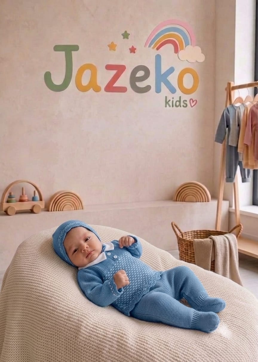 Conjunto de lana azul azafata bebé 3 meses
