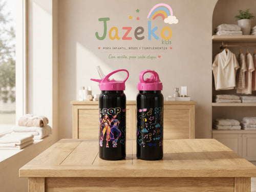 Botella Acero K-Pop con Pajita 500ml